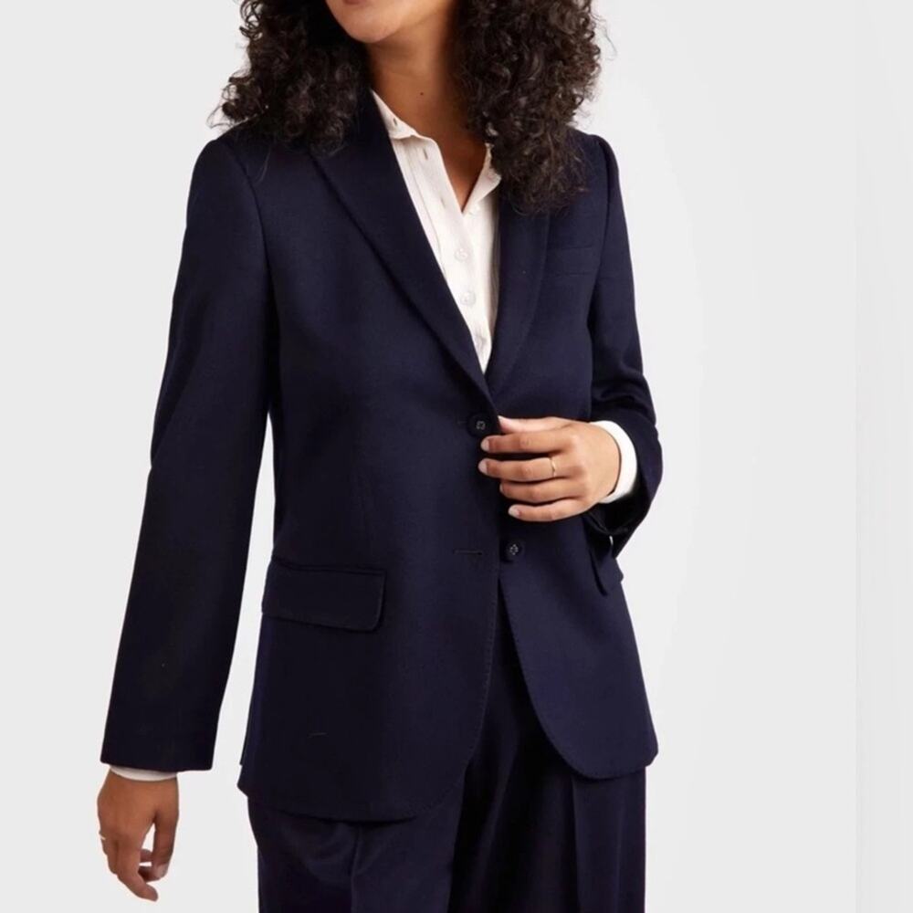 Officine Generale Navy Virgin Wool Blazer Modern Classic Sz 36 / 2-4 US